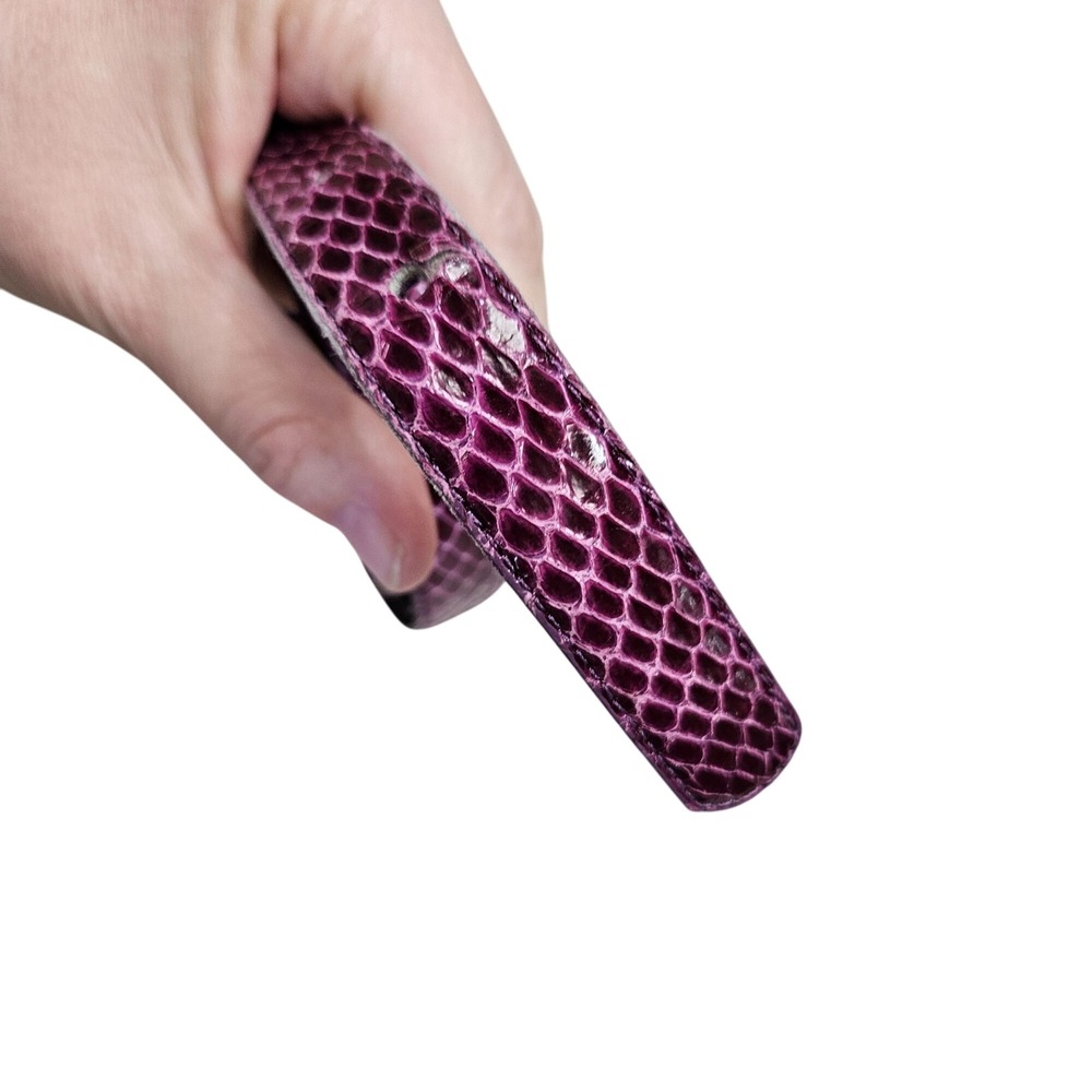 Genuine Snakeskin Thin Belt With Gold Buckle Purple L Basic Classic‎ Old Money - Picture 7 of 8